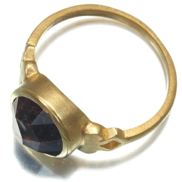 ブラウン ローズカットダイヤ 2.226ct   艶消し リング K18YG