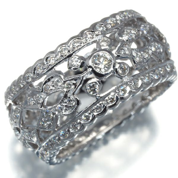 ダイヤ 1.34ct フルエタニティ 透かし  リング K18WG 