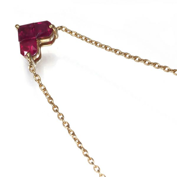 スタージュエリー ネックレス ルビー 0.50ct ミステリアスハート  K18YG 
