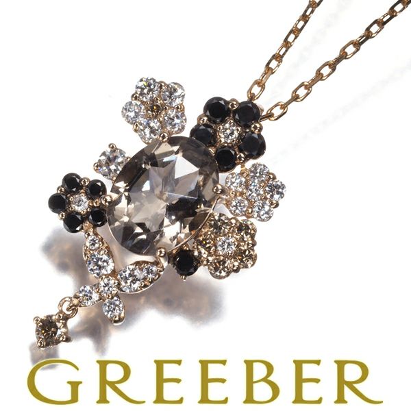 セイレーンアズーロ ネックレス スモーキークォーツ ダイヤ 0.51ct フラワー K18PG/WG