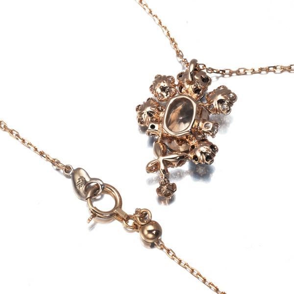 セイレーンアズーロ ネックレス スモーキークォーツ ダイヤ 0.51ct フラワー K18PG/WG