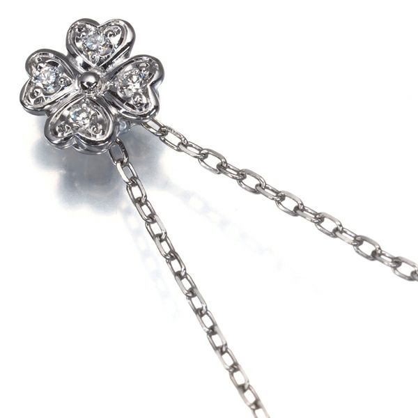 ミキモト ネックレス ダイヤ 0.07ct  クローバー K18WG 