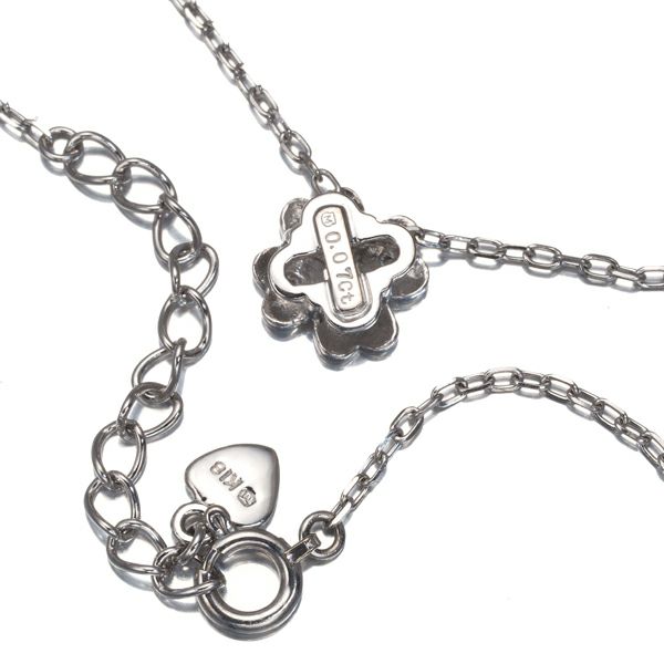 ミキモト ネックレス ダイヤ 0.07ct  クローバー K18WG 