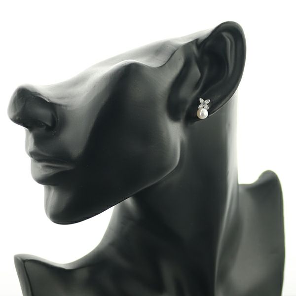 ミキモト ピアス アコヤパール 真珠 5.8mm ダイヤ   K18WG 