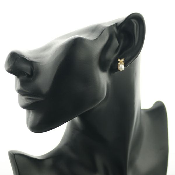 ミキモト ピアス アコヤパール 真珠 5.8mm ダイヤ   K18YG 
