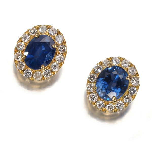 サファイア 0.50/0.50ct ダイヤ 0.148ct/0.148ct クラシック  ピアス K18YG 