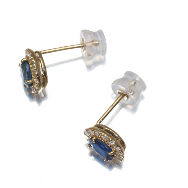 サファイア 0.50/0.50ct ダイヤ 0.148ct/0.148ct クラシック  ピアス K18YG 