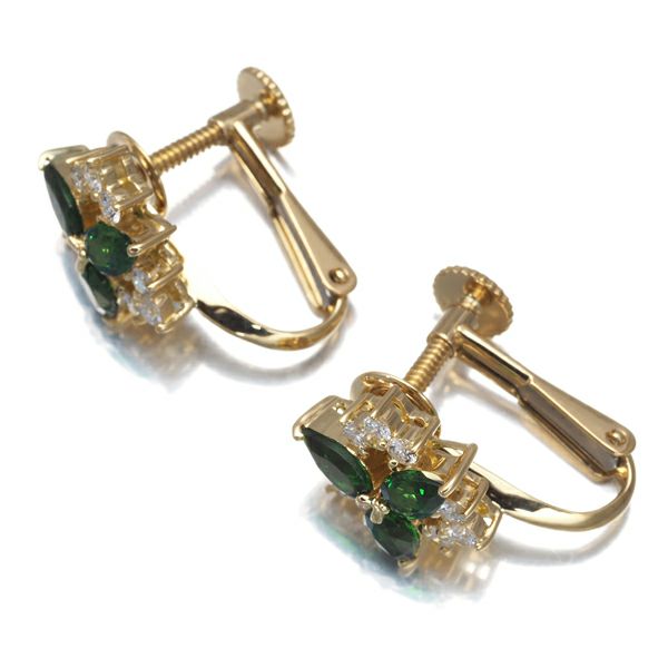 ジュネ イヤリング グリーンガーネット 1.40c ダイヤ 0.41ct   K18YG 