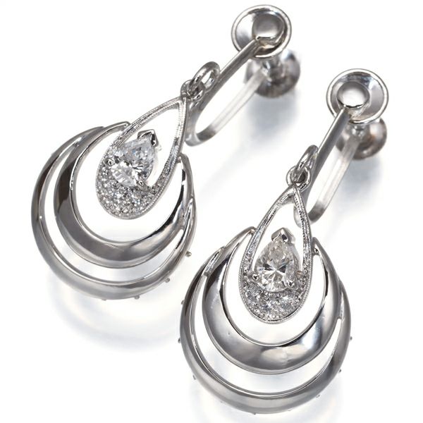 ダイヤ 0.17ct/0.17ct ペアシェイプ  イヤリング Pt900/Pt850 