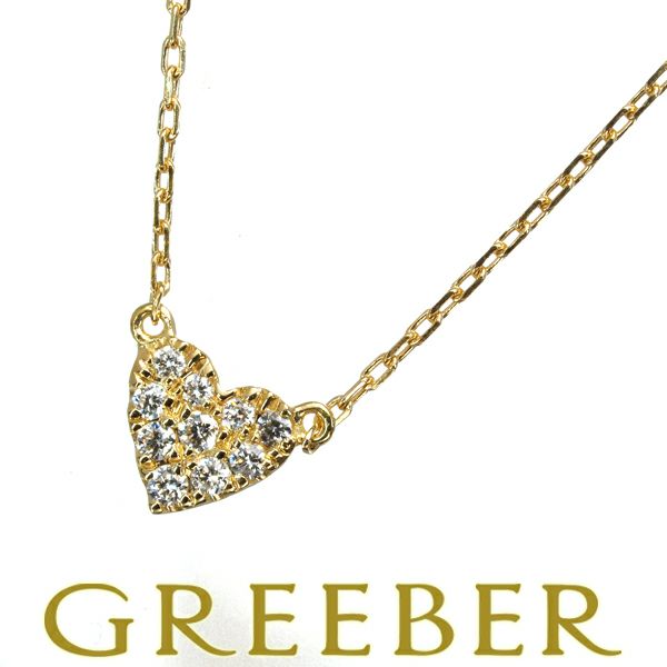 アーカー ネックレス ダイヤ 0.05ct ハートパヴェ  K18YG 