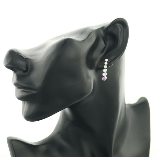 ティファニー ピアス ピンクサファイア ダイヤ ジャズ グラジュエイテッド ドロップ Pt950 