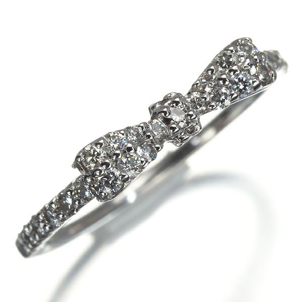 ポンテヴェキオ リング ダイヤ 0.35ct  リボン 8号 K18WG 