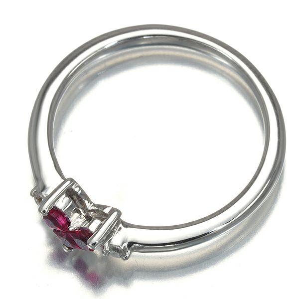 スタージュエリー リング ルビー 0.13ct ダイヤ 0.02ct ミステリアスハート 6号 K18WG 