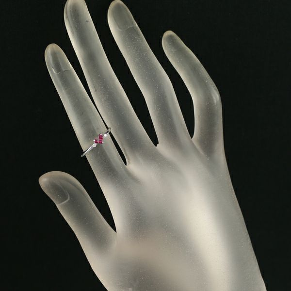 スタージュエリー リング ルビー 0.13ct ダイヤ 0.02ct ミステリアスハート 6号 K18WG 