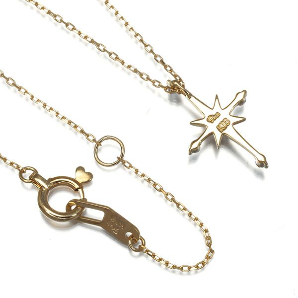 スタージュエリー ネックレス ダイヤ 0.03ct クロッシングスター  K18YG 