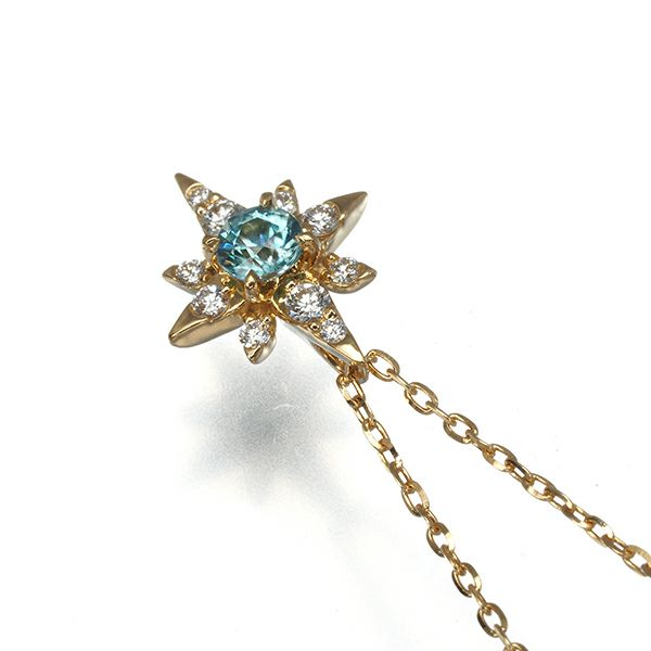 スタージュエリー ネックレス トパーズ 0.06ct ダイヤ  クロッシングスター  K18YG 
