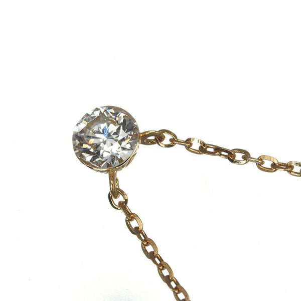 アガット ネックレス ダイヤ 0.10ct  一粒 K18YG 