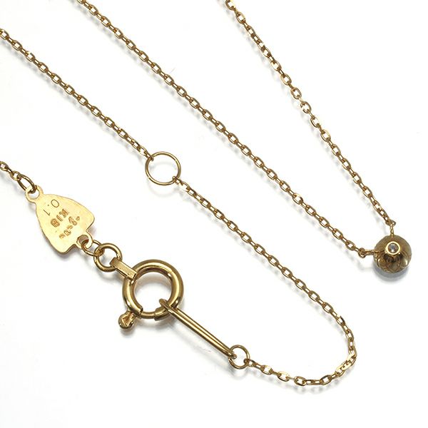 アガット ネックレス ダイヤ 0.10ct  一粒 K18YG 