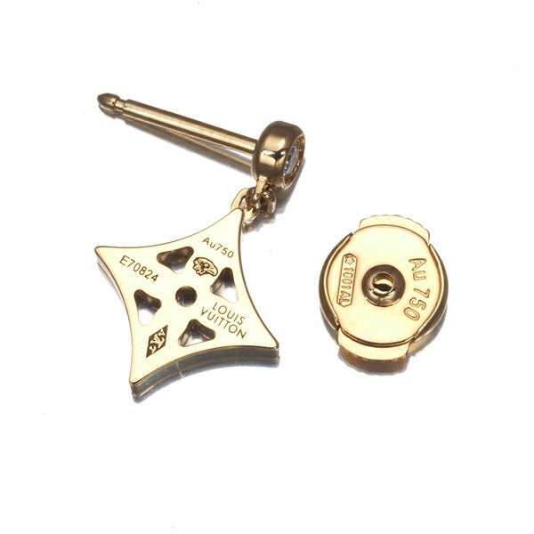 ルイヴィトン ピアス ダイヤ モノグラムイディール 片耳 K18YG 