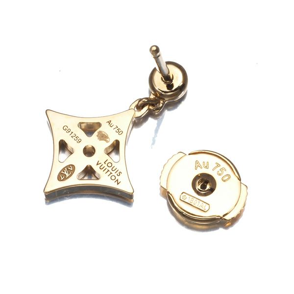 ルイヴィトン ピアス ダイヤ モノグラムイディール 片耳 K18YG 保証書