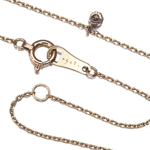 アガット ネックレス ダイヤ 0.03ct  一粒 K10PG 