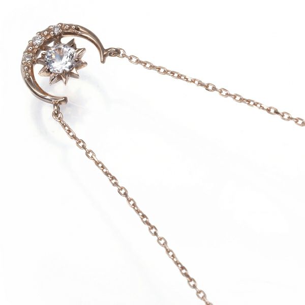 スタージュエリー ネックレス ホワイトトパーズ ダイヤ 0.01ct   K10PG 