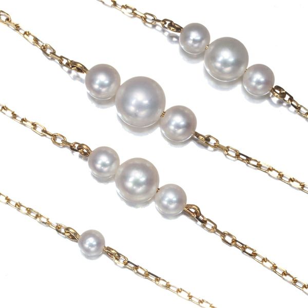 ミキモト ネックレス アコヤパール 真珠 3.0-5.7mm  ステーション K18YG 