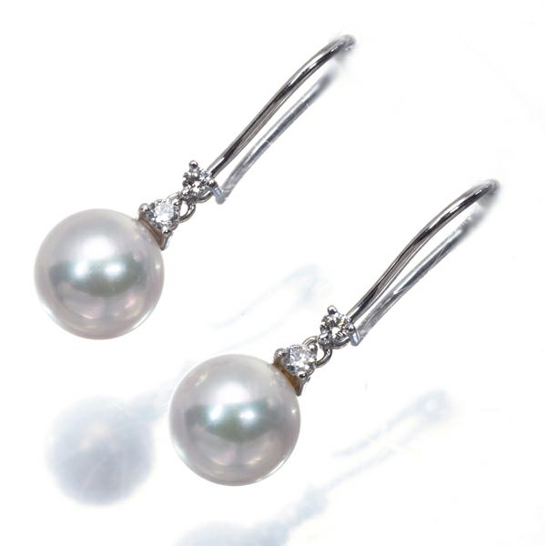 ミキモト ピアス アコヤパール 真珠 7.2mm ダイヤ   K18WG 