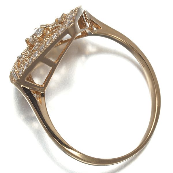 ダイヤ 0.27ct 透かし ミルグレイン  リング K18PG 