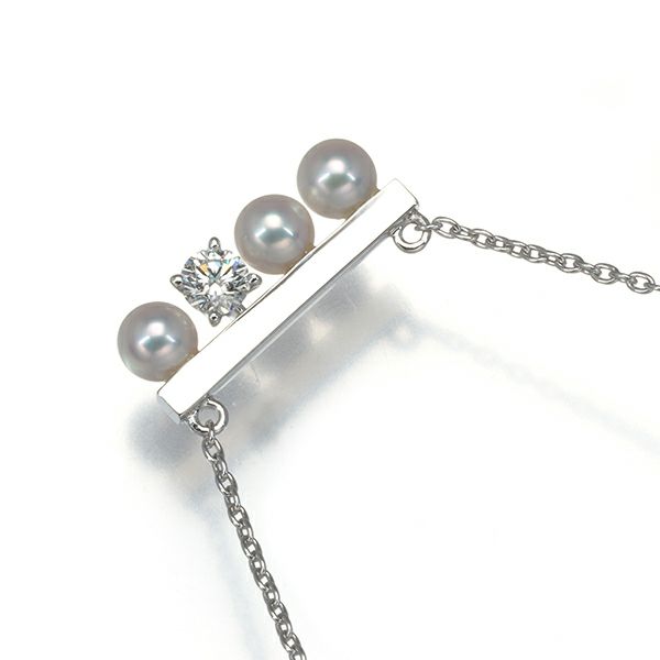 タサキ ネックレス ベビーパール アコヤ真珠 3.9mm ダイヤ 0.13ct バランス プチ ソロ K18WG 