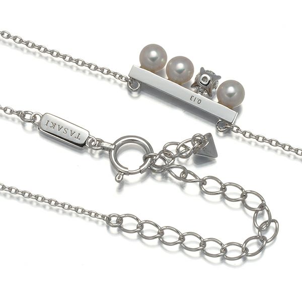 タサキ ネックレス ベビーパール アコヤ真珠 3.9mm ダイヤ 0.13ct バランス プチ ソロ K18WG 