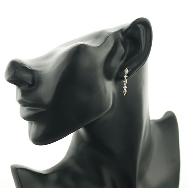 ブラウン&クリアダイヤ 0.43ct/0.07ct マーキスカット 2種カット ピアス K18WG/K14WG 