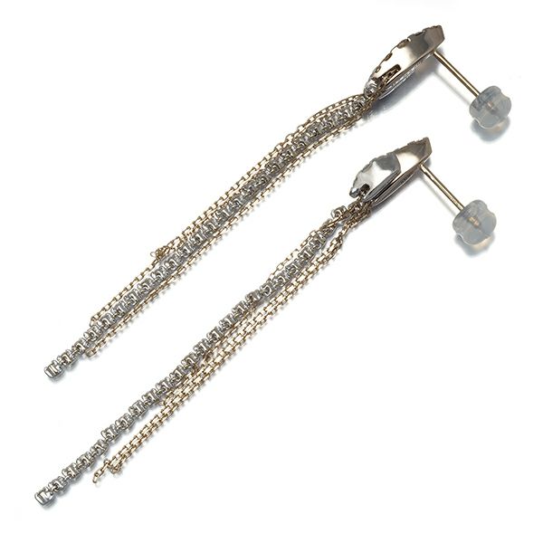 カシケイ ピアス ダイヤ 0.30ct/0.48ct ネイキッド フリンジ チェーン K18BG/Pt900 