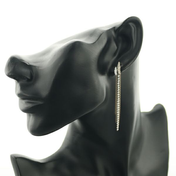 カシケイ ピアス ダイヤ 0.30ct/0.48ct ネイキッド フリンジ チェーン K18BG/Pt900 