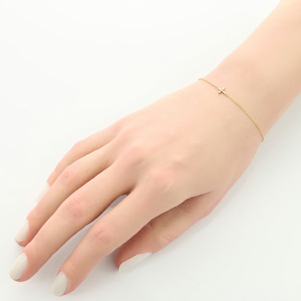 アガット ブレスレット ダイヤ 0.03ct  クロス K18YG 