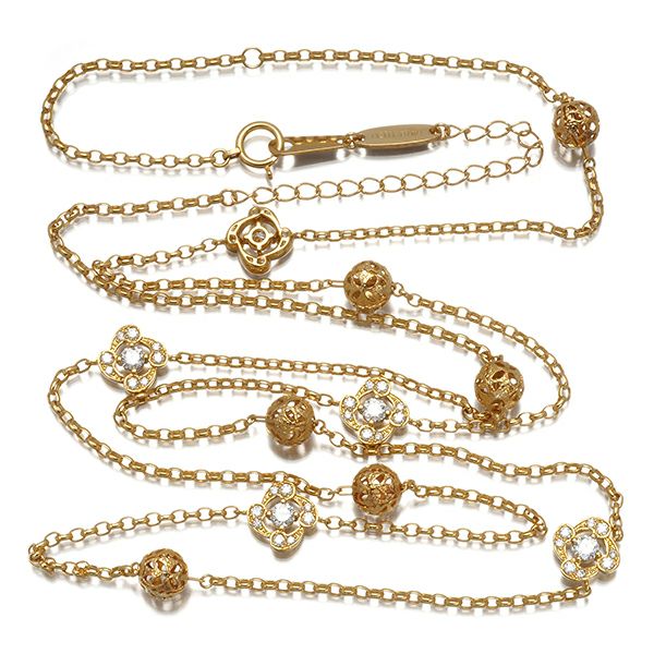 モニッケンダム ネックレス ダイヤ 0.80 イングリッシュローズ フラワー ステーション ロング K18YG 