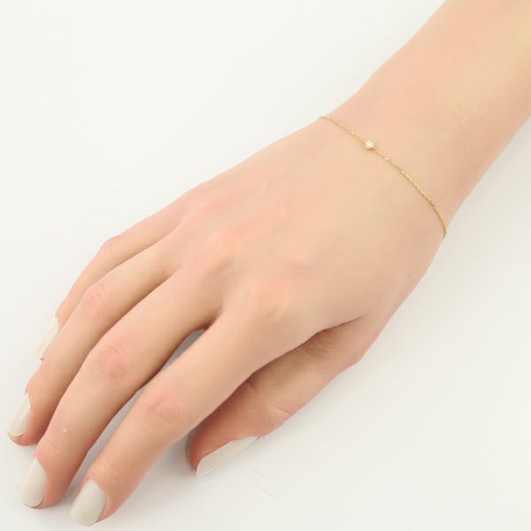 アガット ブレスレット ダイヤ 0.03ct  一粒 K18YG 