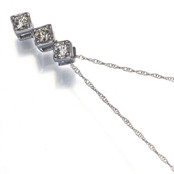 ダイヤ 0.19ct 3P  ネックレス K18WG 