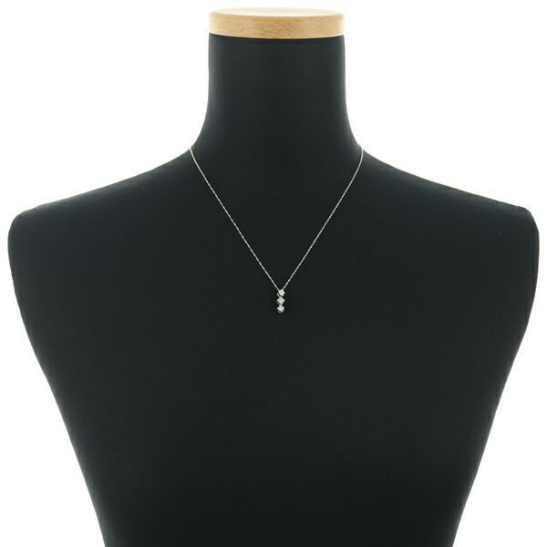 ダイヤ 0.19ct 3P  ネックレス K18WG 