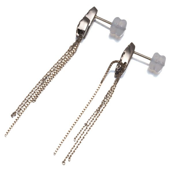 カシケイ ピアス ダイヤ 0.48ct ネイキッド チェーン K18BG 
