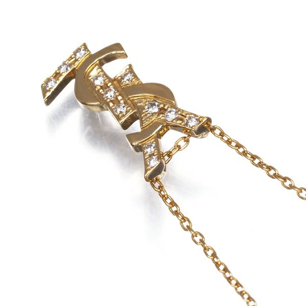 イヴサンローラン ネックレス ダイヤ 0.11ct  ロゴ K18YG 