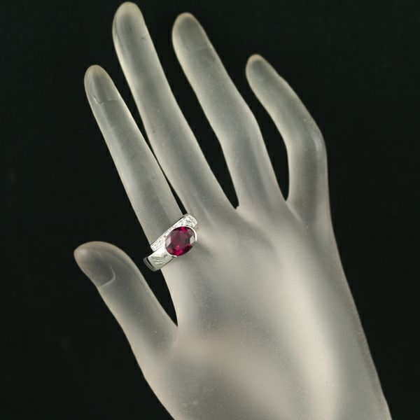 タサキ リング ロードライトガーネット 3.35ct ダイヤ 0.23ct  パヴェ 13号 Pt900 