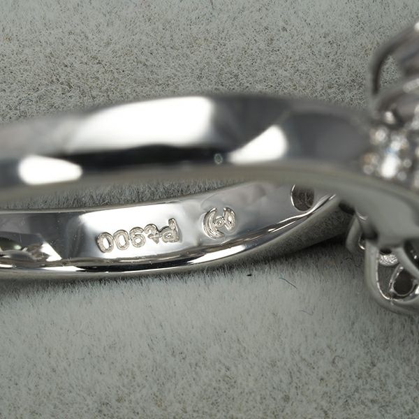 タサキ リング ブラックパール 黒蝶真珠 12.1mm ダイヤ 0.21ct  12号 Pt900 ソーティング